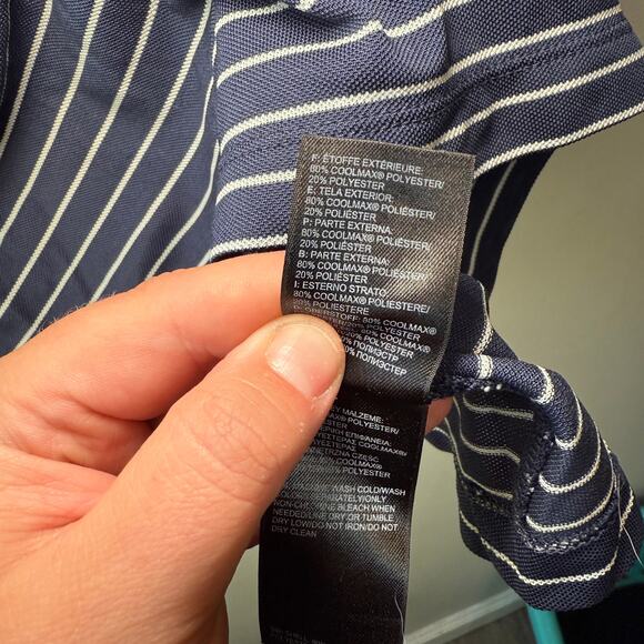 The North Face Men's Half Zip Striped Polo Shirt Navy Blue Size Large - Picture 5 of 6